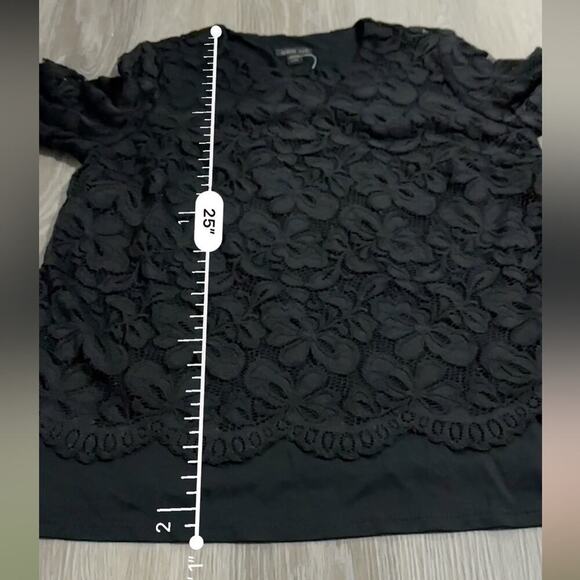 J. Jill Wearever Collection Black Lace 3/4 Sleeve Pullover Top Size SP - Picture 8 of 8